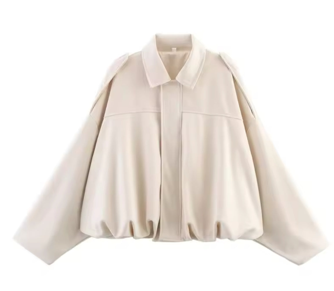 Jacke Oversize Style Suède Pour Damens – Manteau Lässig Automne/Hiver Avec Poches