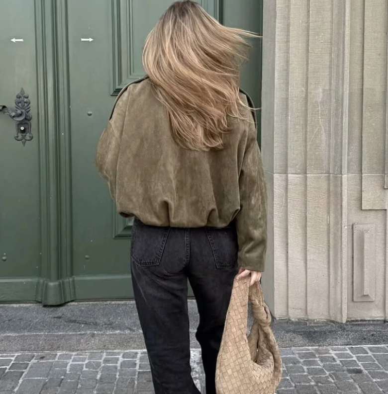 Jacke Oversize Style Suède Pour Damens – Manteau Lässig Automne/Hiver Avec Poches