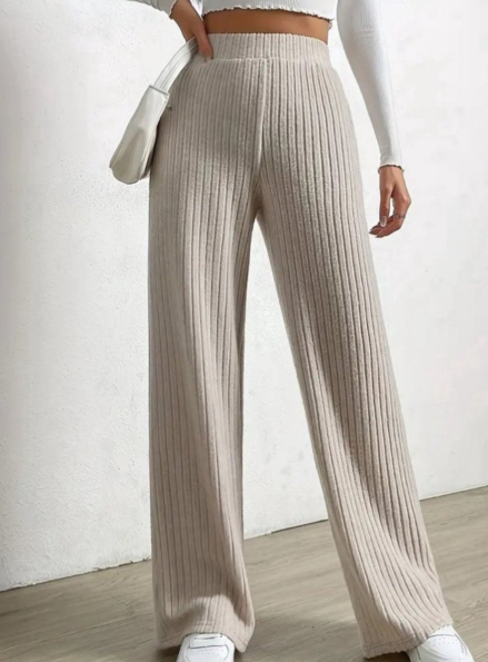 Hose En Strick Gerippt À Weitbein Pour Damens – Style Confort Automne/Hiver