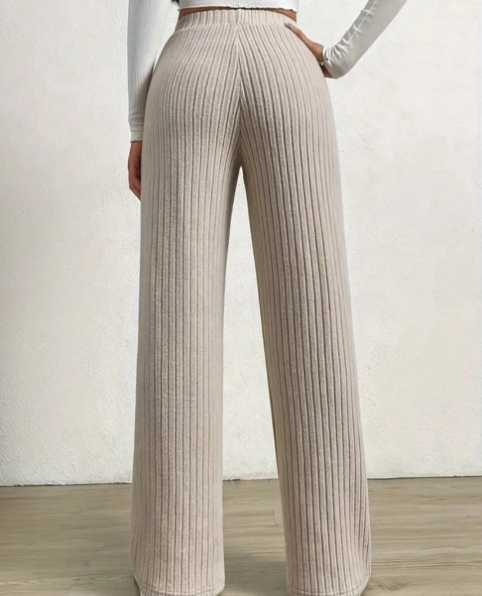 Hose En Strick Gerippt À Weitbein Pour Damens – Style Confort Automne/Hiver